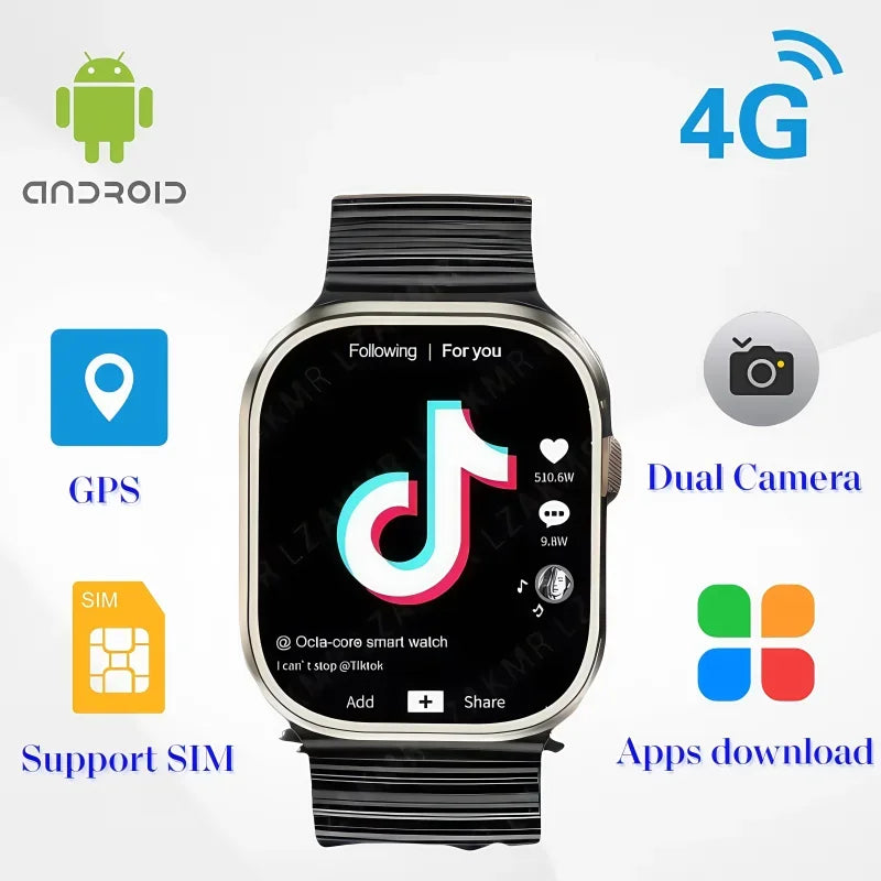4G NET GS29 Smartwatch Men 64G Rom One-click SOS Android OS GPS Maps SIM Card for Google Play YouTube Passometer Sleep Tracker
