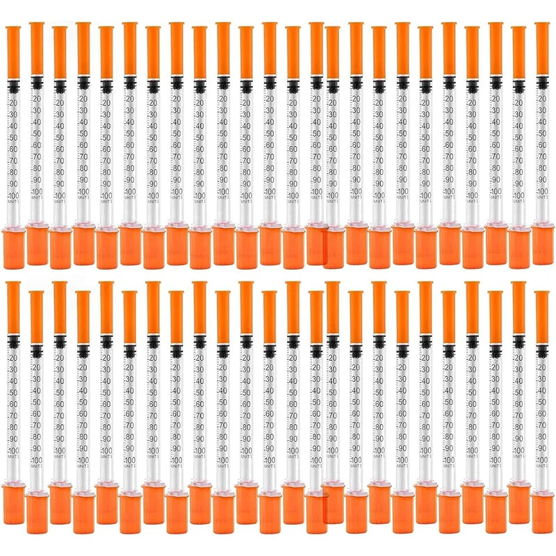 45-Pack of 0.5/1ml Disposable Veterinary Syringes with Needles for Pets and Farm Animals