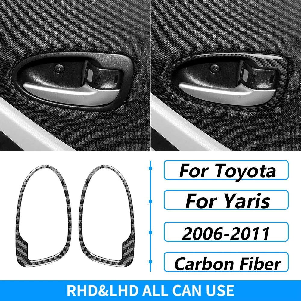 For Toyota Yaris 2006-2011 Carbon Fiber Central Control AC CD Air Outlet Gear Shift Panel Cover Trim Set Car Accessories Sticker