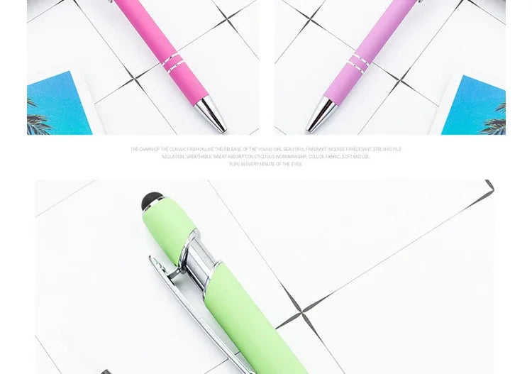 50 Pcs Metal Business Ballpoint Universal Drawing Touch Screen Stylus Pen Custom Logo School Office Supplies Free Engraved Name