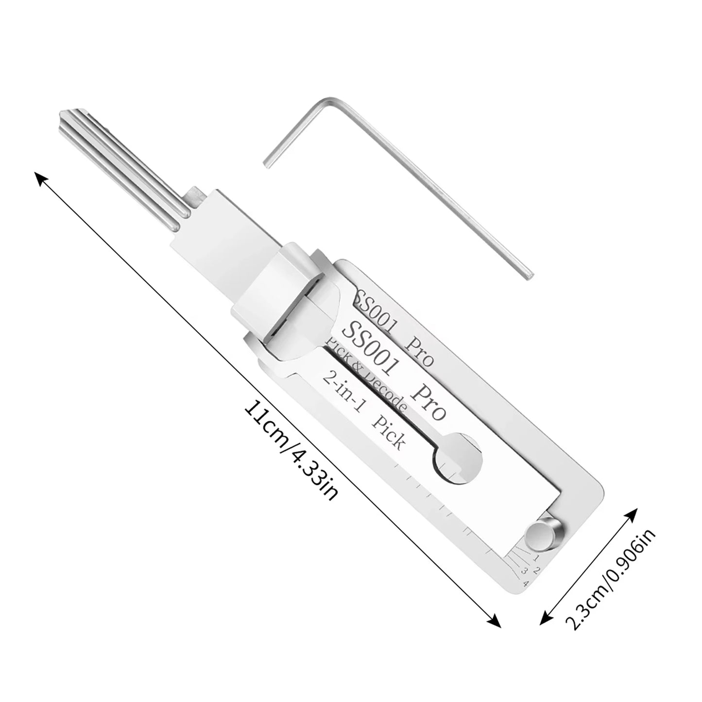 SS001 Key Decoder Stainless Steel Lock Key Precision Hook Pick Set Maintenance Repair Tool Unlocking Engineering Multi-function