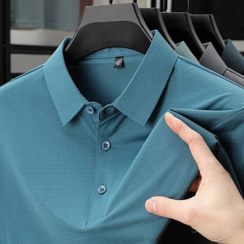Men's Perforated Polo Tee - Cool Fabric, Sweat-Wicking Lightweight
