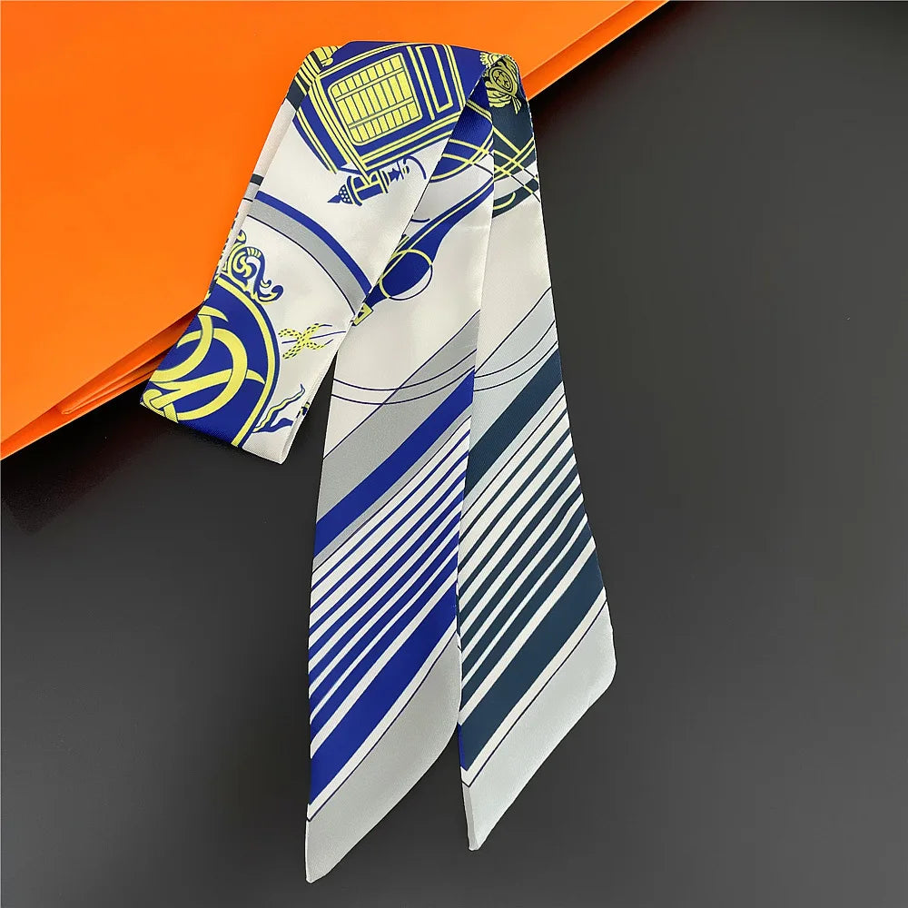 Women's Long Skinny Ribbon Scarf - Printed Hair Tie & Bag Band - photo 12