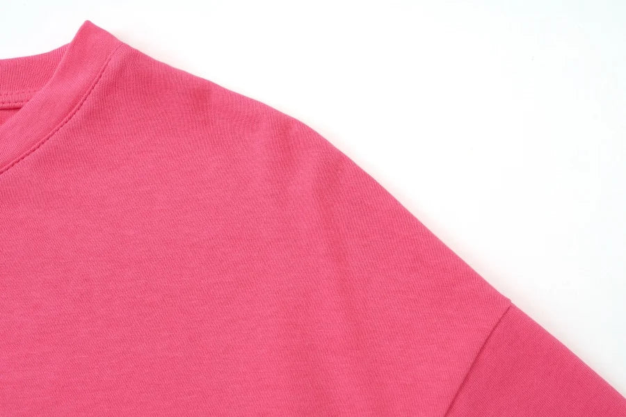 AS 2026 summer loose design drop sleeves boxy Tee V neck casual style  high quality  fabric woman clothes