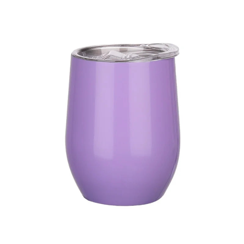 12OZ Wine seal Cover Custom Logo Mug Vacuum Insulated Thermos Garrafa Termica  Egg Shape Coffee Tumbler  Wine Beer  With Lid