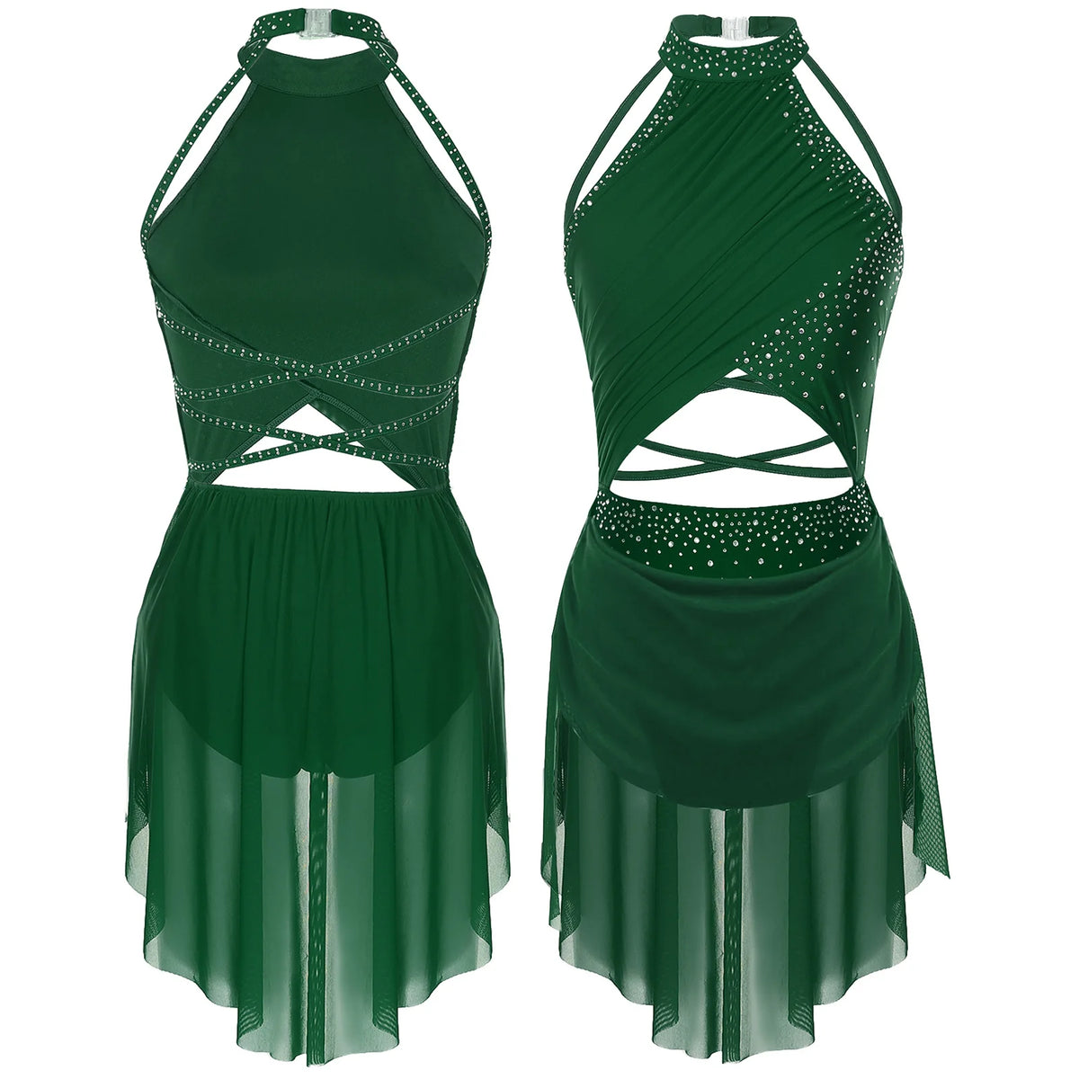 Women's ballet tutu dress with rhinestone mesh