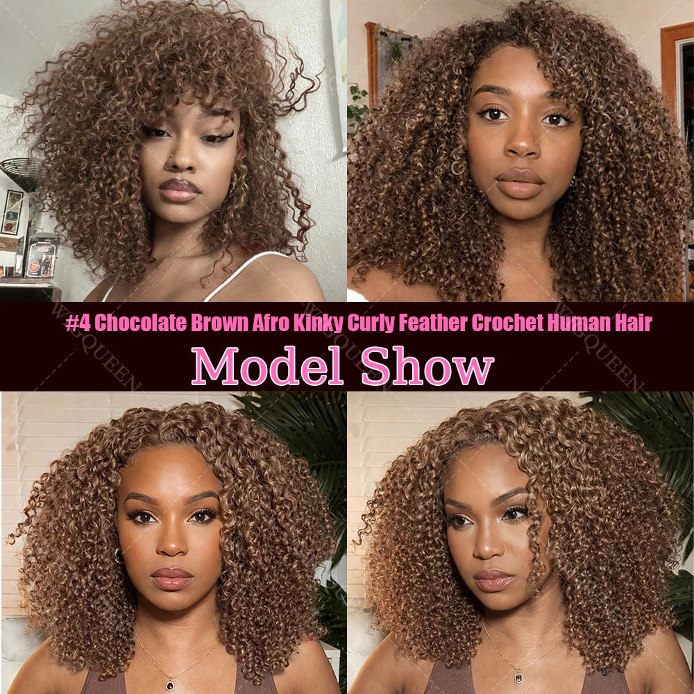 12A Honey Blonde Reusable Small Spirals Curly Crochet Hair For Braid #27 Afro Coily Curly Feather Crochet Human Hair Extensions