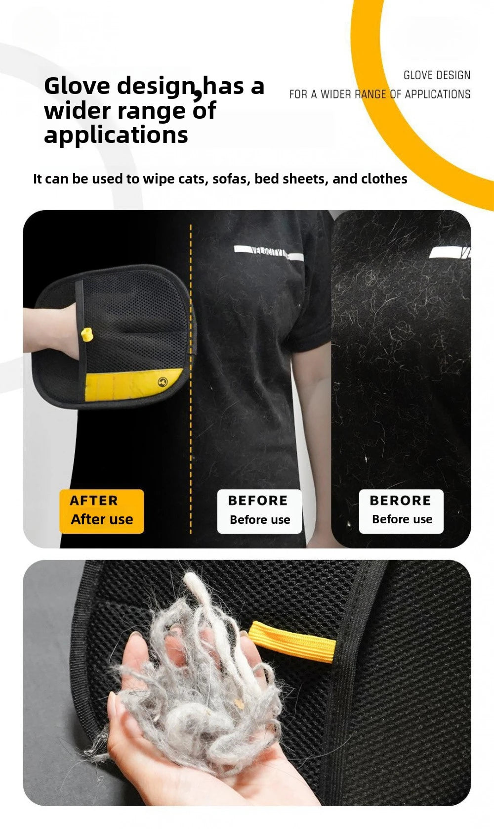 Pet Hair Removal Kit – Sticky Roller, Static Brush & Grooming Gloves for Cat & Dog Fur on Furniture, Car & Clothing