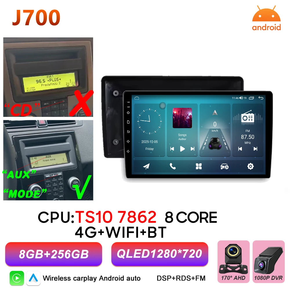 Car Stereo with Apple CarPlay & Android Auto, Compatible with Volvo C30 S40 V50 & C70