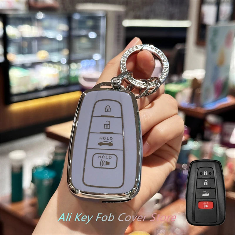 for Toyota Key Fob Cover For 2020-2024 Highlander 2018-2024 RAV4 Camry C-HR Corolla Avalon Prius Key Shell Case Keychain