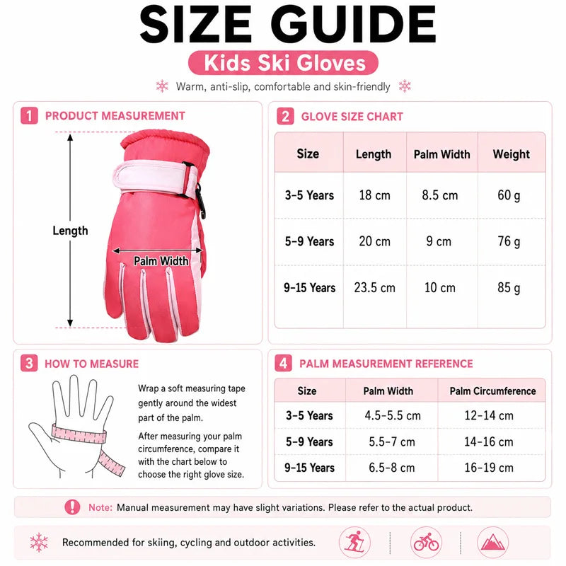 Kids Winter Ski Gloves - Fleece Lined Snow Gloves for Ages 3-15 - photo 6