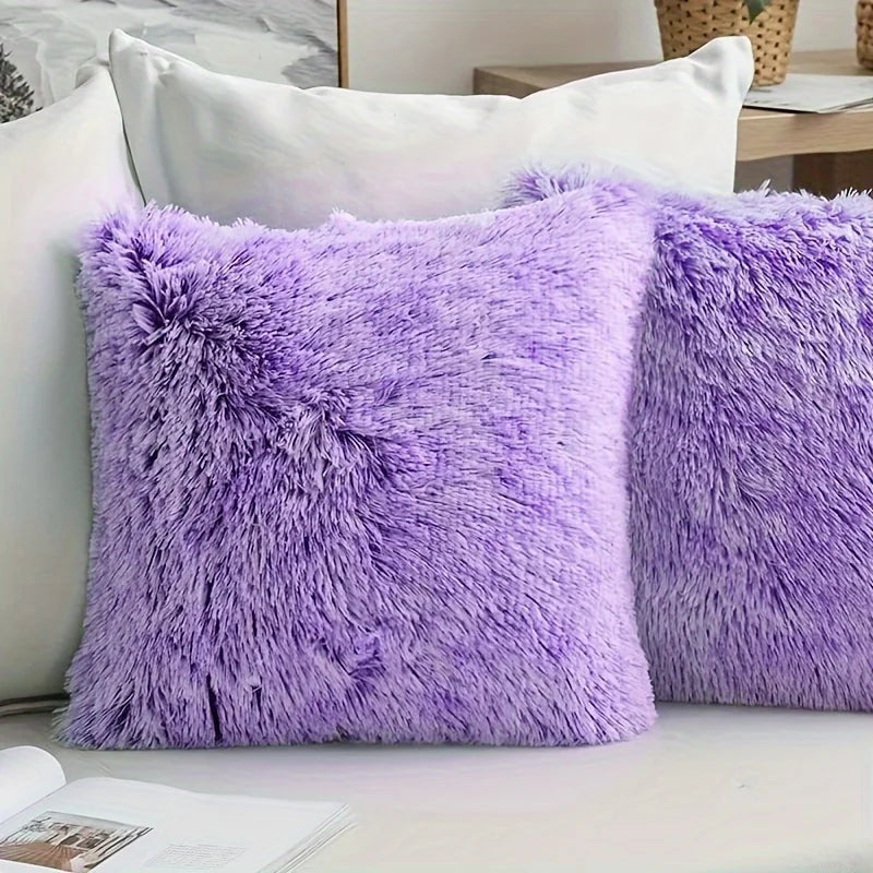 Soft Fur Cushion Cover 43x43cm - Plush White Decorative Pillow Case - photo 5