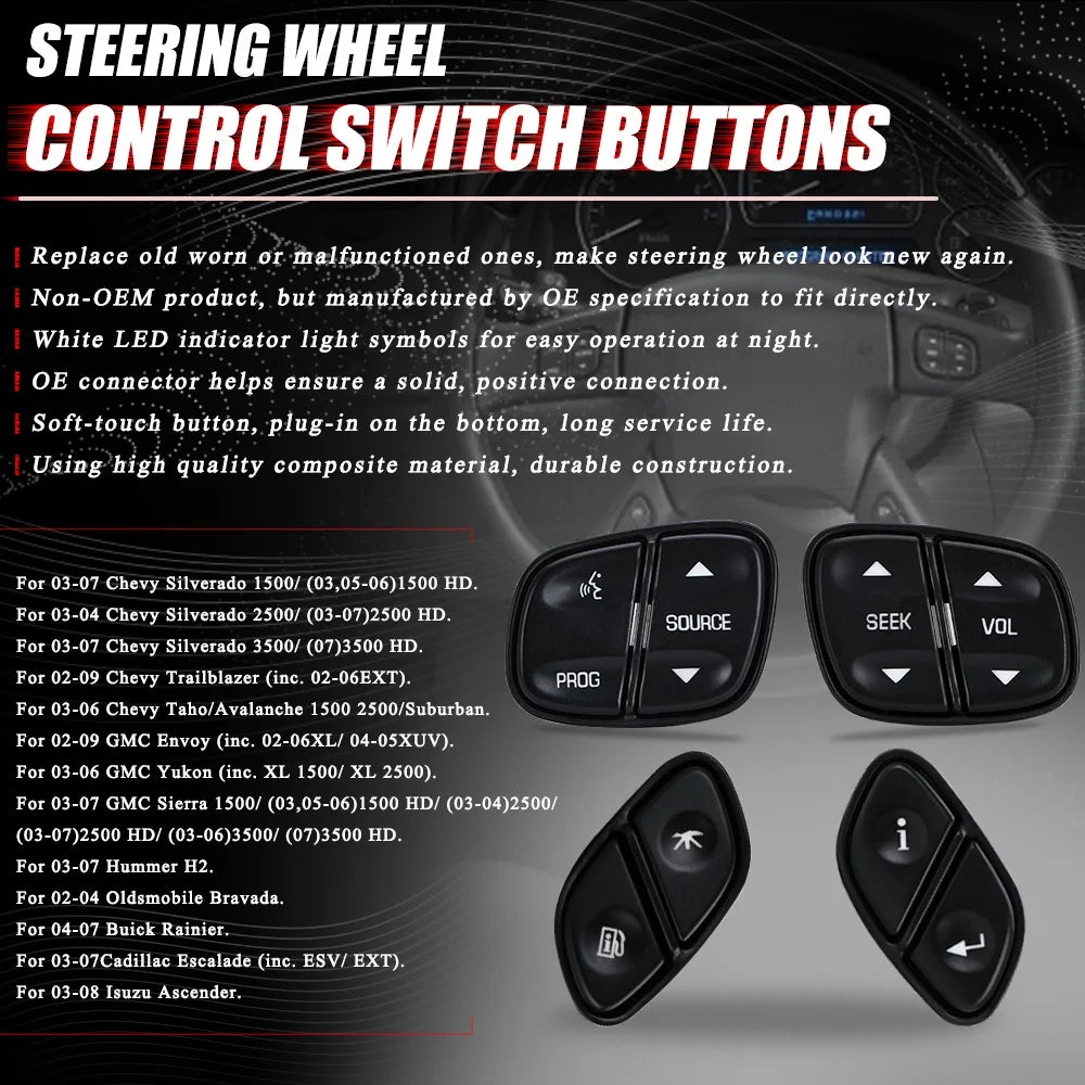 Steering Wheel Radio & Volume Control Switch — Chevrolet Silverado, Avalanche & GMC Yukon / Hummer H2