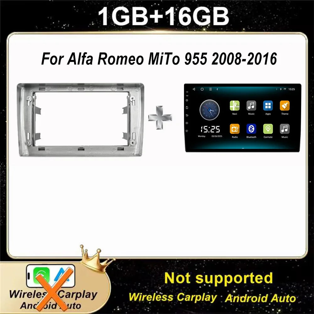 Android 15 Car Radio Stereo For Alfa Romeo MiTo 955 2008-2016 Auto Cireless Carplay GPS Navigation Multimedia Video Player 2Din