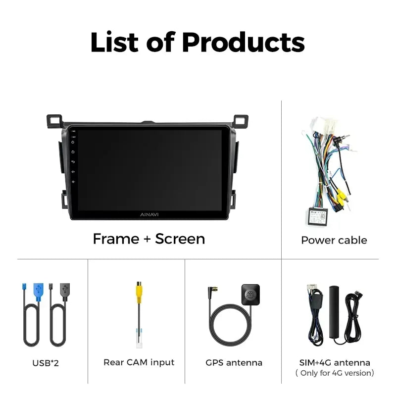 Ainavi Car Radio Multimedia Player For Toyota RAV4 RAV 4 XA40 2013-2019 RHD LHD Android 12 Auto Wireless Carplay Car Stereo DSP