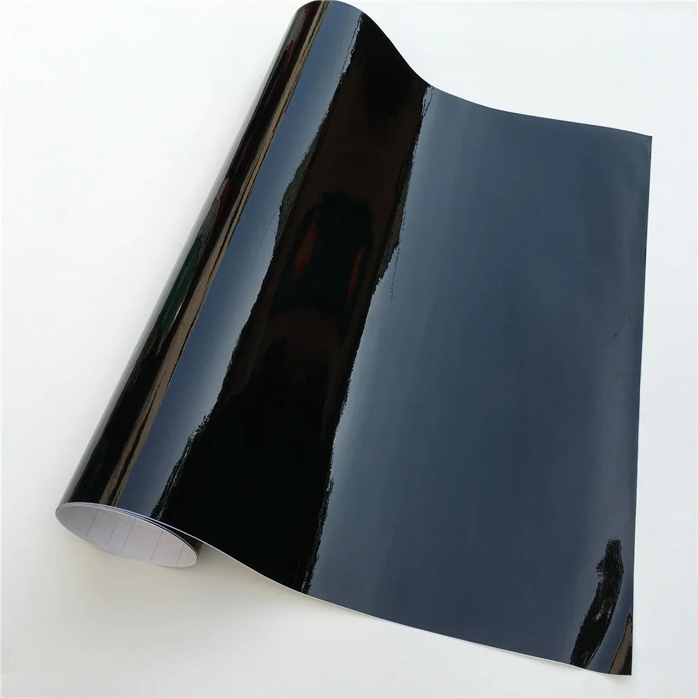 30X152CM Car Sticker Glossy Black Vinyl Wrap Film Gloss Black Self Adhesive Vinyl Sticker Bubble Free Exterior Parts