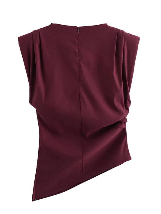 Women's Off-Shoulder Pleated Top - European American Style - photo 2