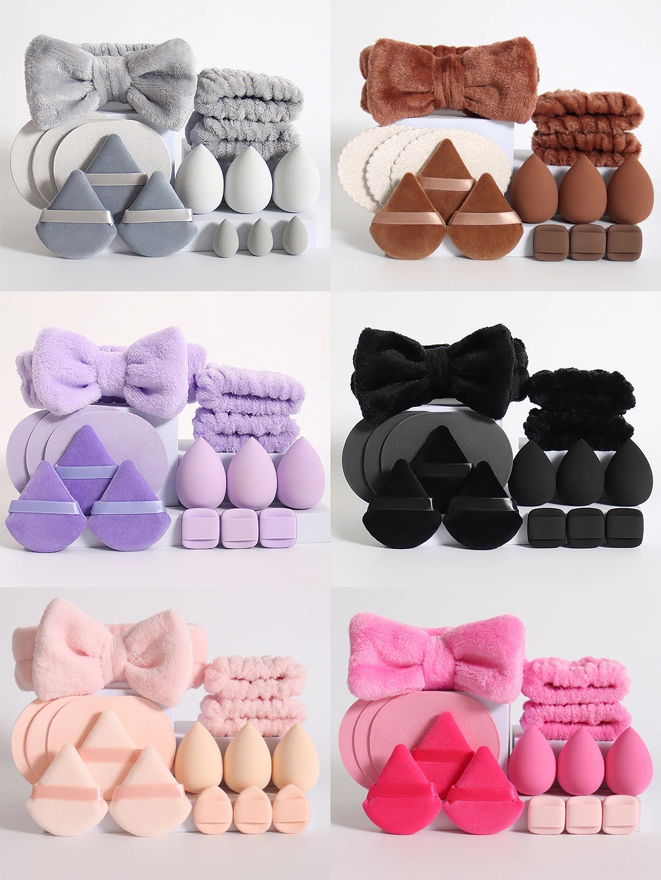 15Pcs Cosmetic Puff Makeup Sponge Blender Beauty Egg Foundation Sponges Puff Wash Face Headband Wristband Make up Accessories