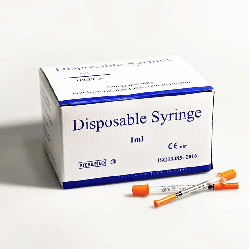 100pcs 1ml/cc Disposable Sterile Orange Insulin Syringe With 30G 8mm Needle, Individually Packed for Feeding Pets