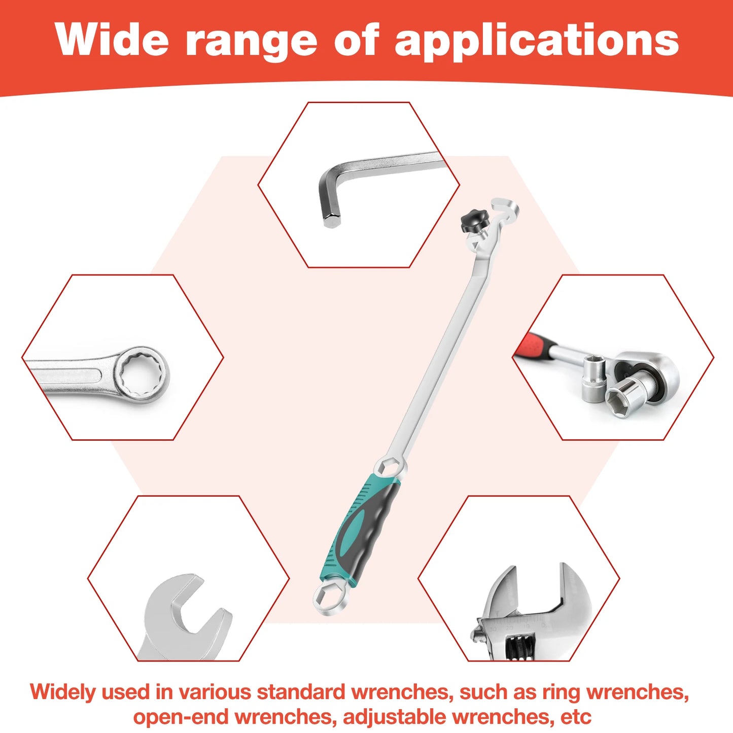 1Pc Wrench Extender Tool Chrome Vanadium Steel Wrench Extension Universal Spanner Torque Amplifier Device for Tighten Nuts Bolts