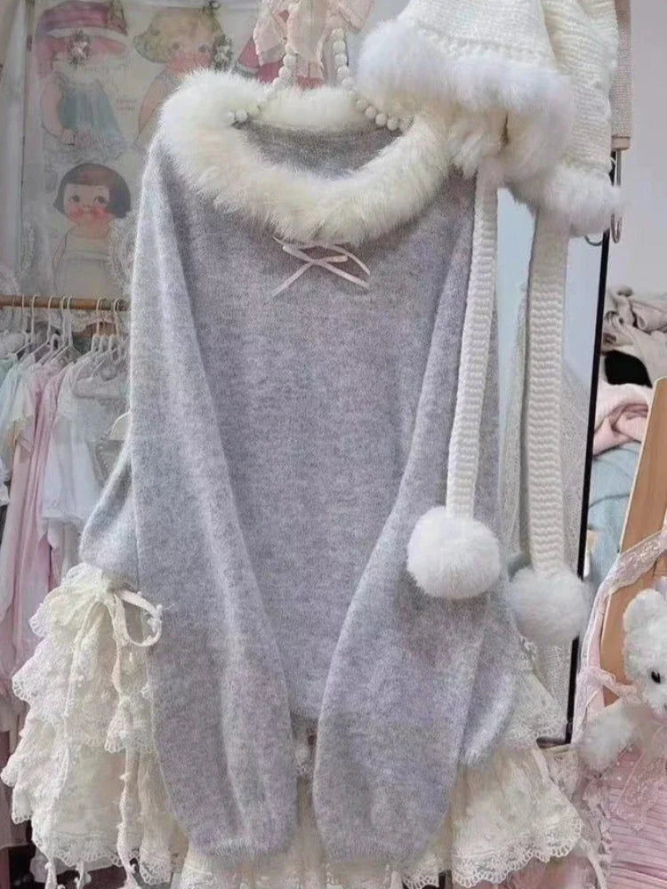 Women's Off-Shoulder Bow Knit Sweater