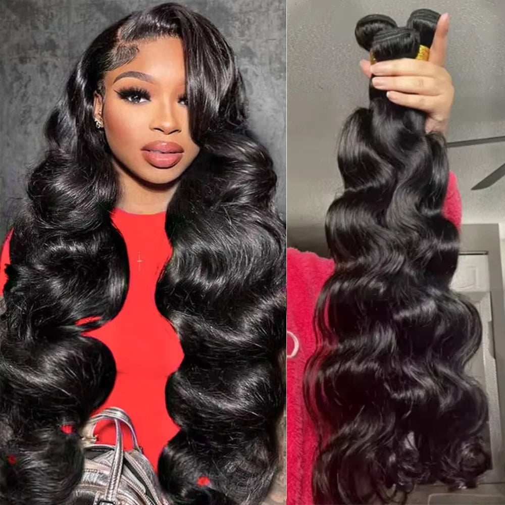 Raw Human Hair Bundles Body Wave Brazilian 3 4 Bundle 28 30 Inch Virgin Remy Hair Extensions For Women Sew In Quick Weave Bundle