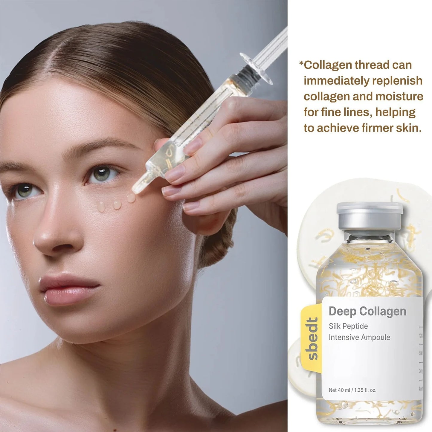 Deep Collagen Silk Peptide Intensive Lifting Ampoule – Anti-Aging Face Serum | Firming & Brightening | 40ml
