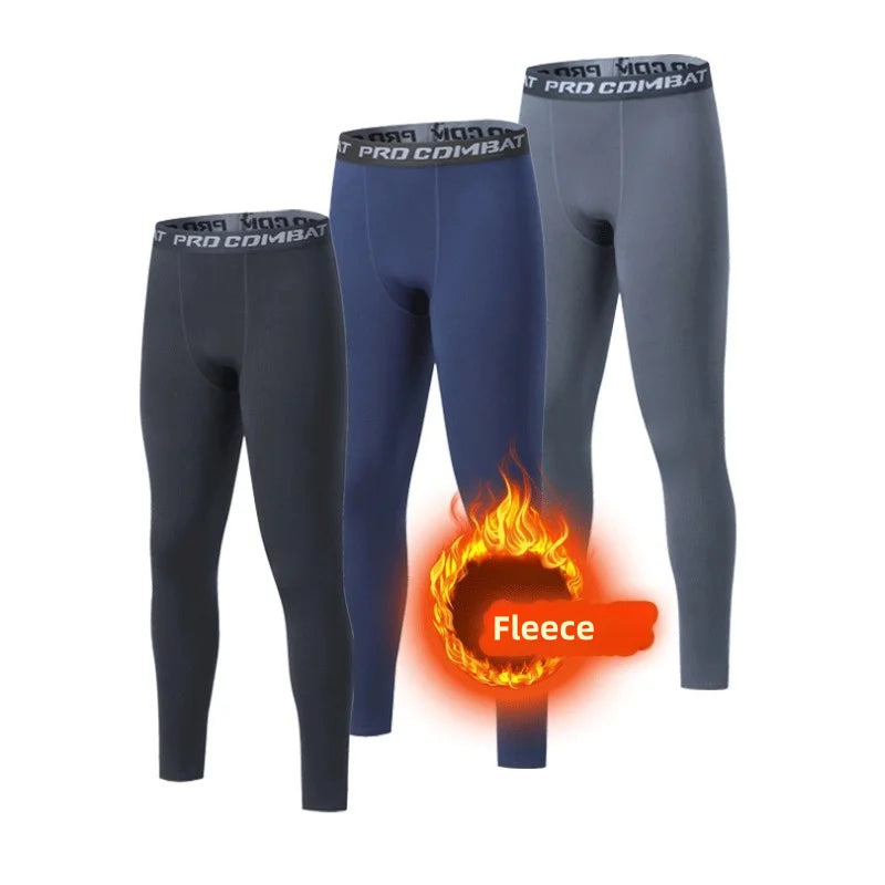 Men's Fleece Thermal Leggings - Warm Base Layer Long Underwear Pants