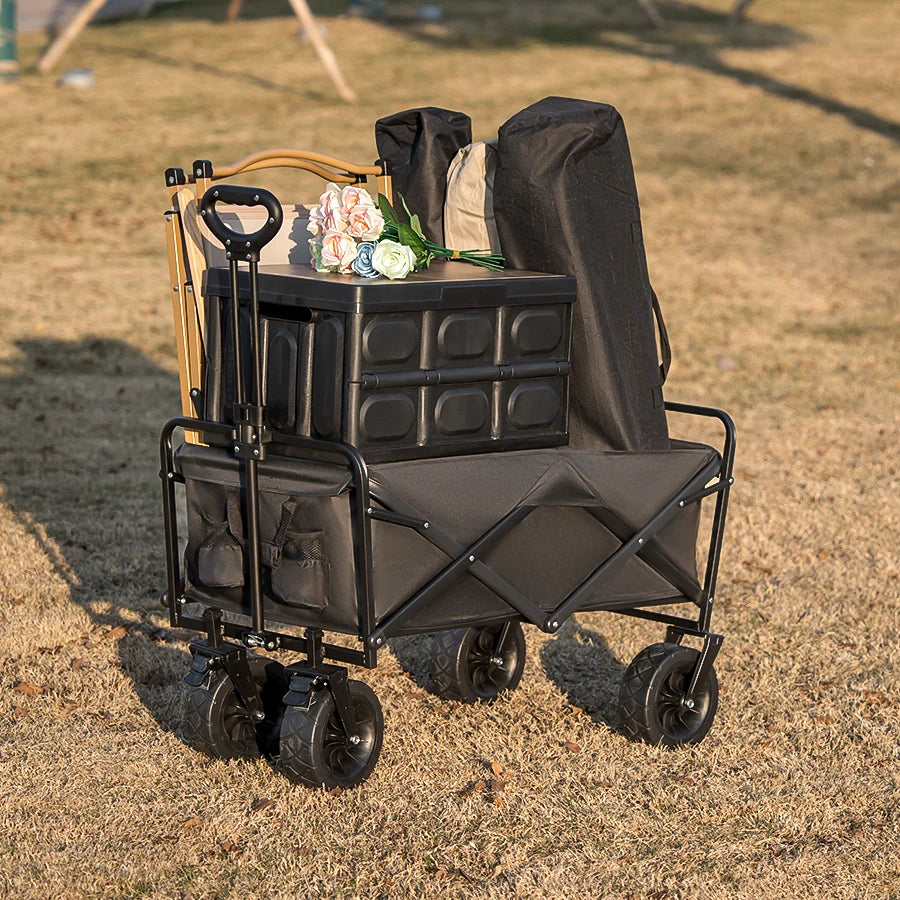 Heavy-Duty Folding Wagon Cart – Collapsible Utility Trolley for Garden, Beach & Camping