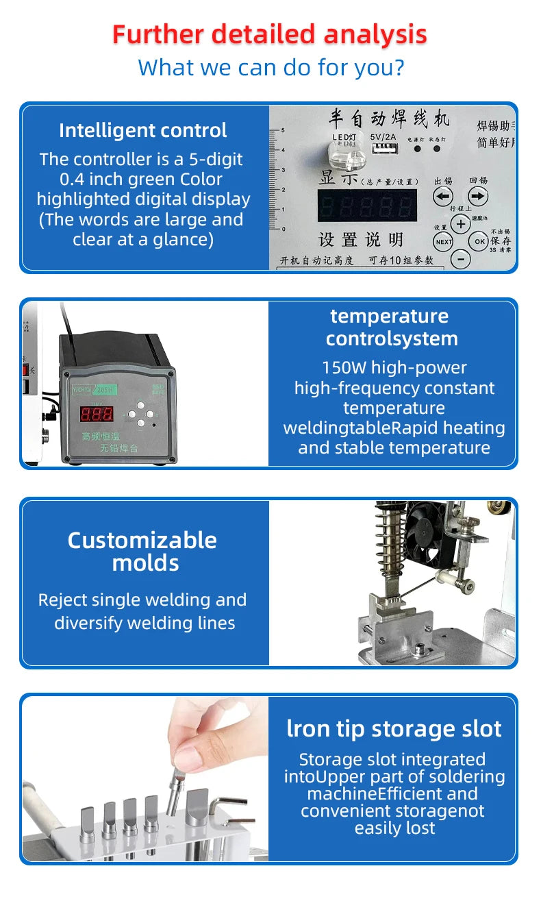200W Semi Automatic Foot Operated Soldering Machine Electric Iron for Circuit Board USB Plug Soldering with Solder Station