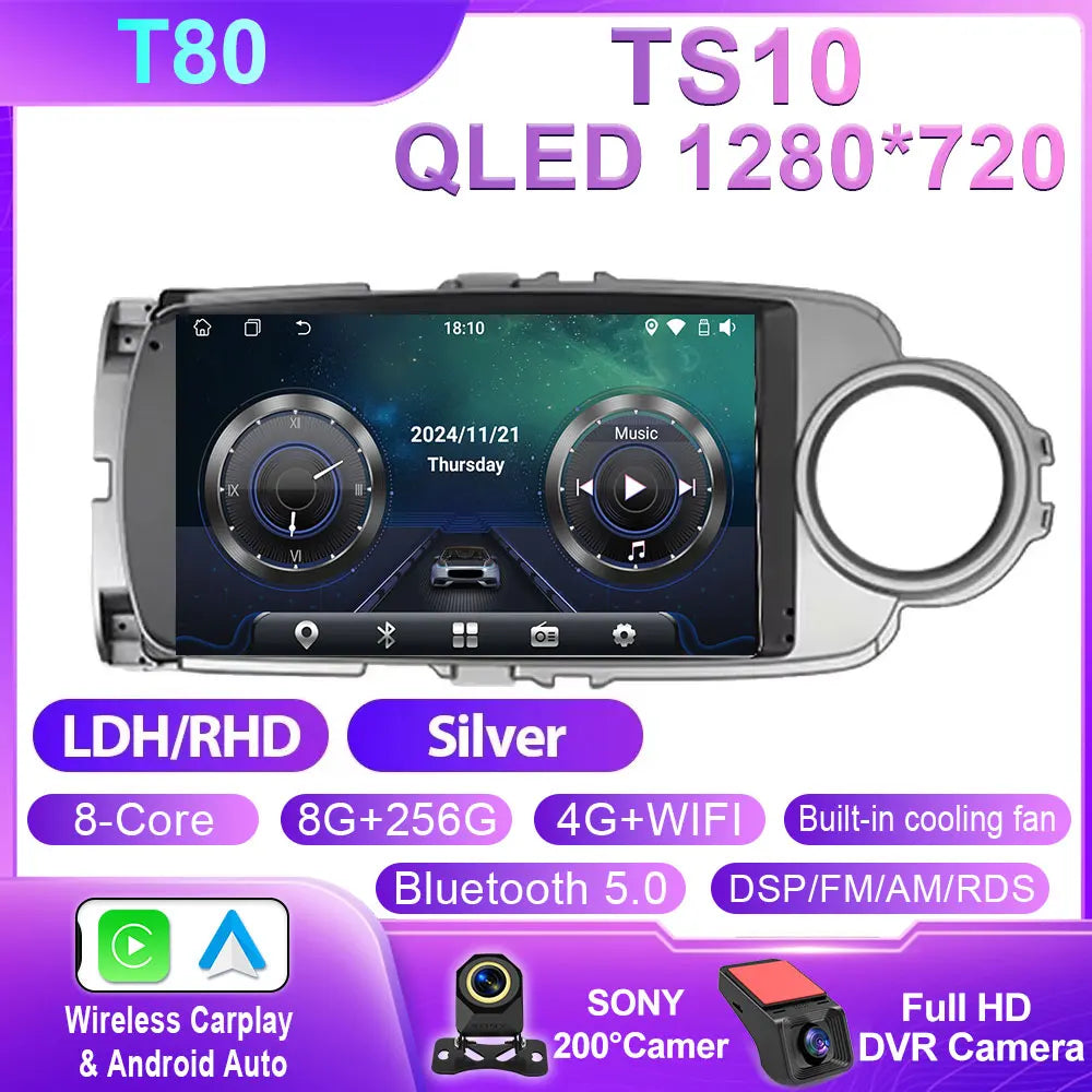 Car Stereo with Apple CarPlay & Android Auto, Compatible with Toyota Yaris (2012-2017)