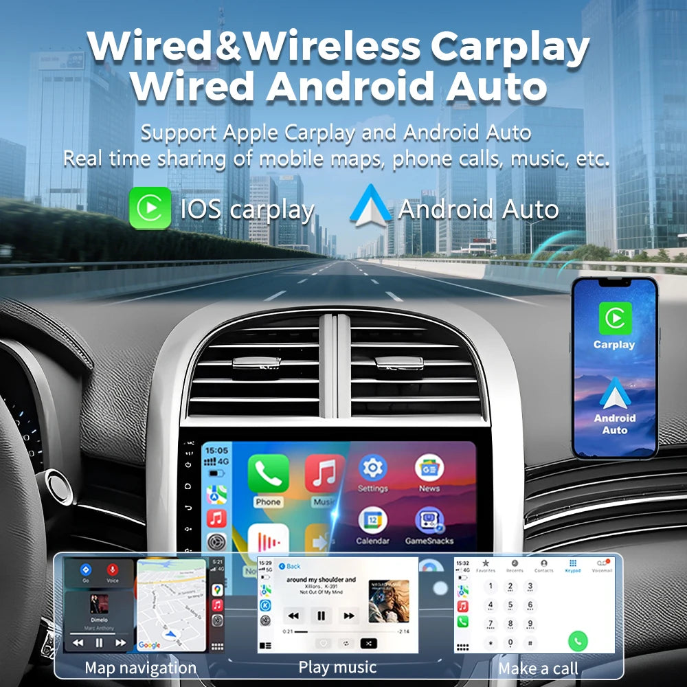 Android 16 Carplay Auto Car Radio Multimedia Player For Chevrolet Malibu 2012-2015 Autoradio DSP GPS Stereo WIFI 2din 16G-512G