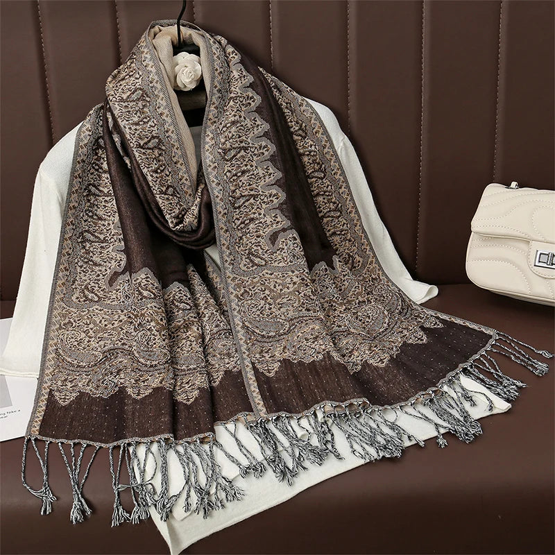 Women's Printed Pashmina Shawl, Soft Winter Scarf