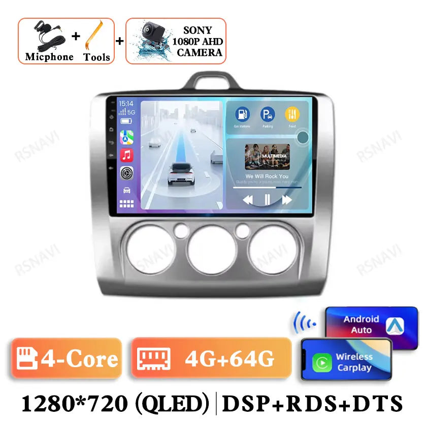 Android 14 Head Unit with CarPlay for Ford Focus 2/3 Mk2/Mk3 (2004-2011)