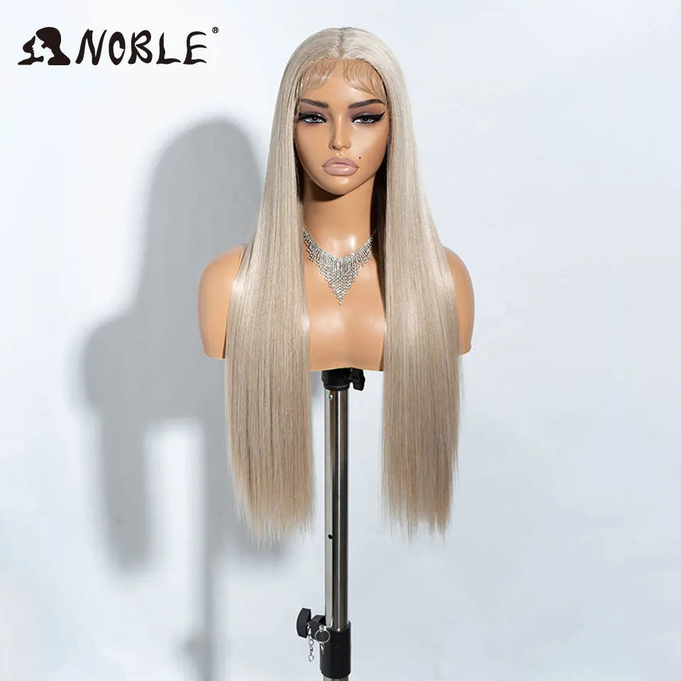 Noble Cosplay Long Straight Synthetic Lace Front Wigs For Women 30 Inch Middle Part Synthetic Lace Wig High Temperature Fiber