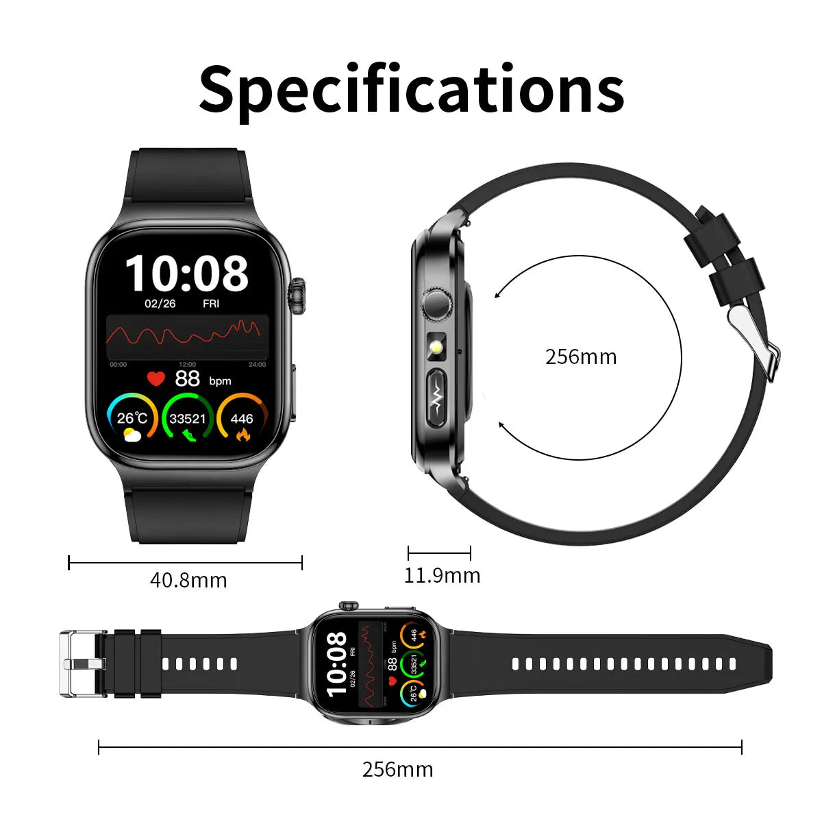 2026 Five-Organ Health Smart Watch – Body Fat, Uric Acid, ECG, Blood Pressure & Bluetooth Call | Men & Women