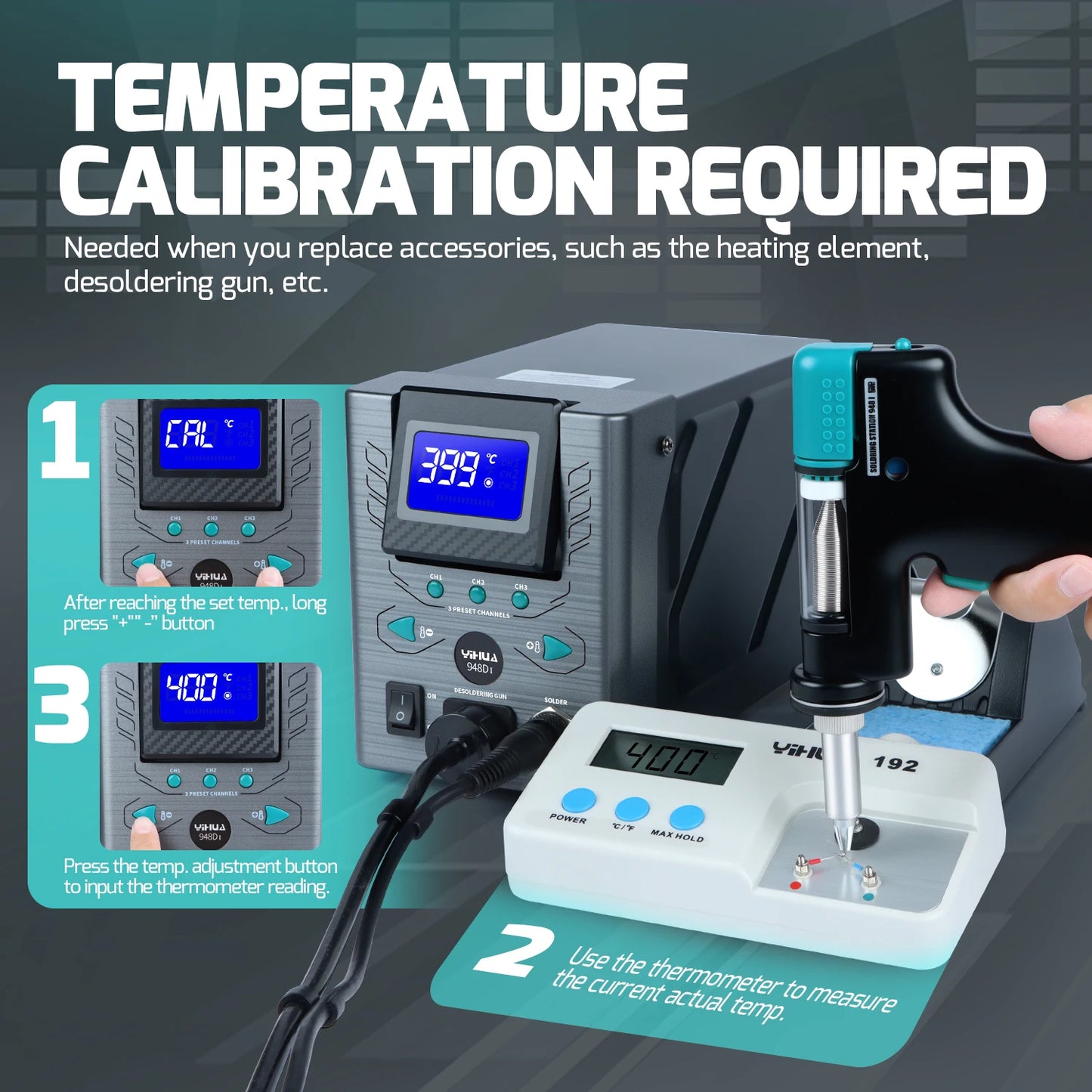 YIHUA 948D-I 110W Desoldering Station – Vacuum Pump Tin Suction Gun for PCB Welding & Repair