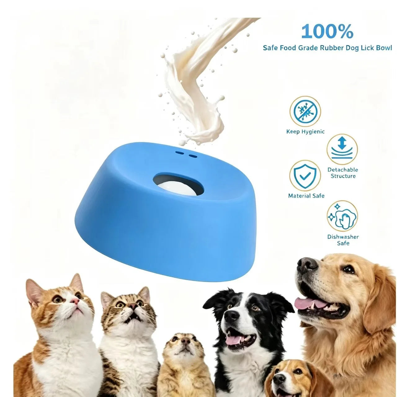 Anti-Choking Slow Feeder Dog Bowl Non-Slip 3/4 Cup - Lick Toy for Liquid Treats Bone Broth Yogurt