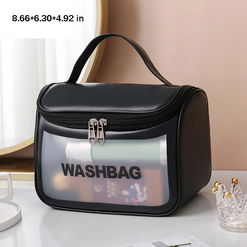 Portable Toiletry Bags with Handle, Translucent Waterproof travel Make up Bags for Women, Large Capacity Travel Cosmetic Bags