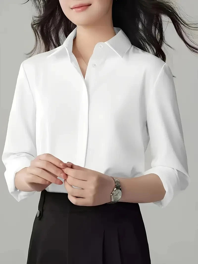 Women's Long Sleeve Button Blouse - Classic Office Shirt - photo 3