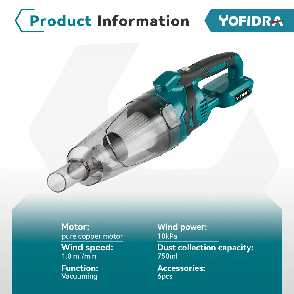 MMAlto Cordless Handheld Vacuum Cleaner – Compatible with Makita 18V / 21V Battery | 10Kpa Suction | 750ml Dust Bin | Home, Car & Pet Cleaning
