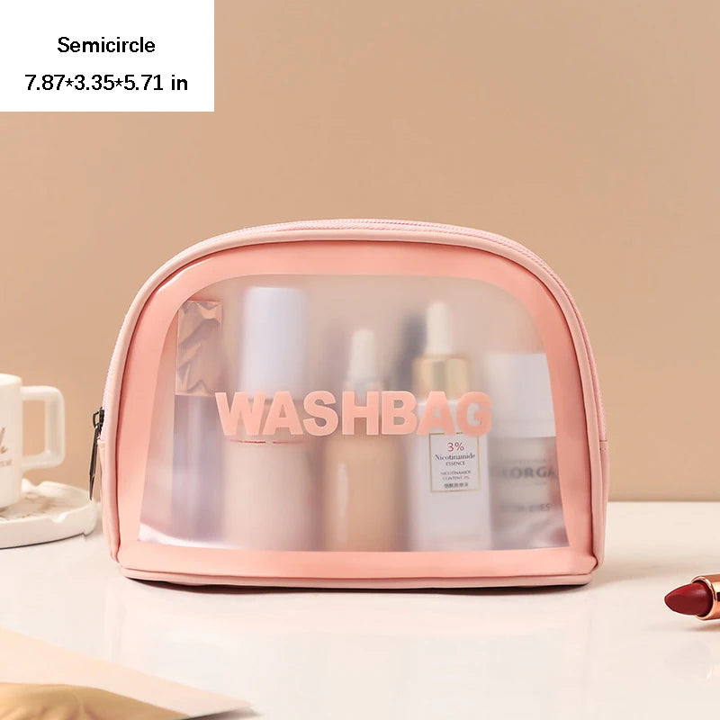 Portable Toiletry Bags with Handle, Translucent Waterproof travel Make up Bags for Women, Large Capacity Travel Cosmetic Bags