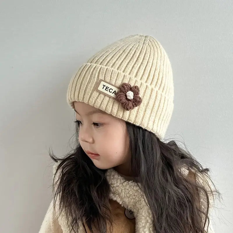 Baby Girl Flower Print Knit Beanie - Warm Infant Winter Hat - photo 8