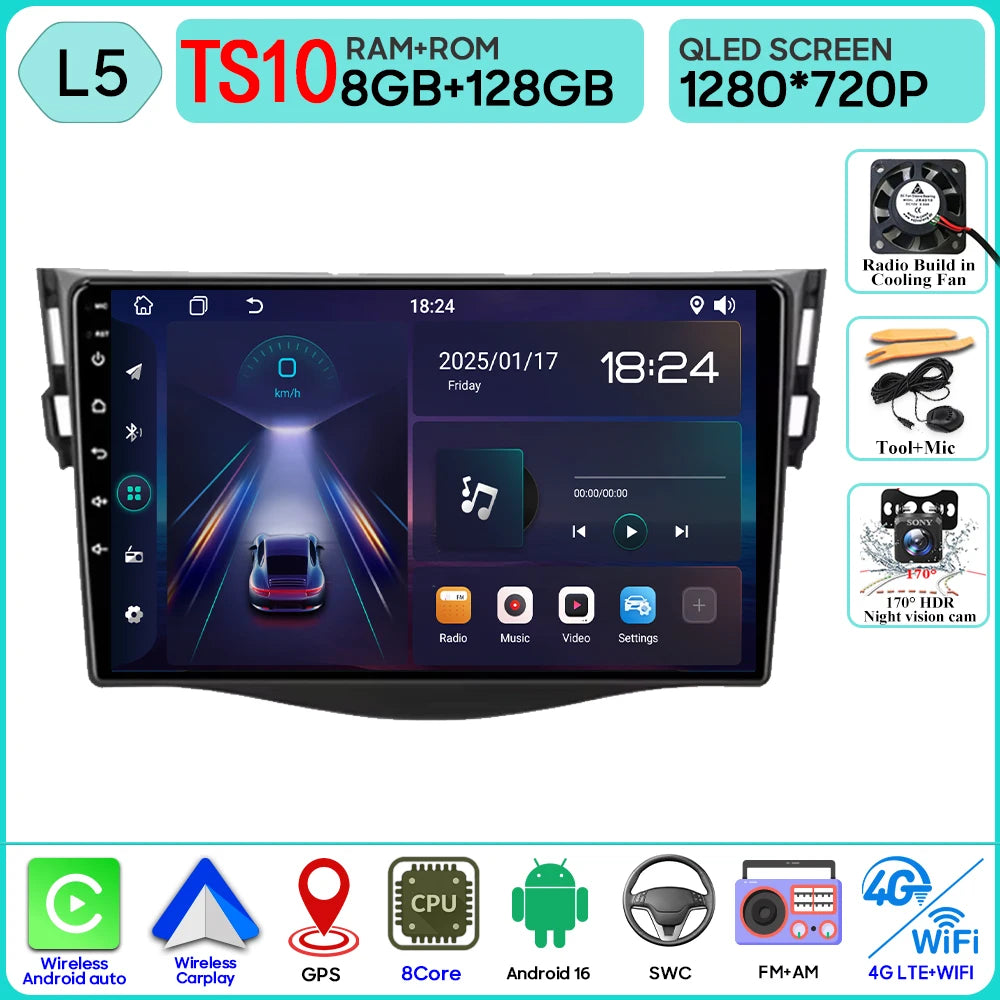 Android Auto For Toyota RAV4 Rav 4 2005 - 2013 Car Radio Carplay No 2din 4G Wifi Car Monitor Video GPS Navigation Stereo 2k BT
