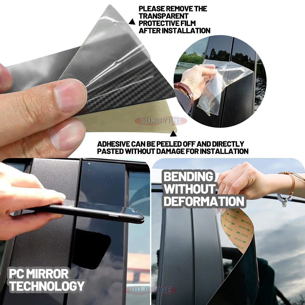 For Toyota Corolla 2019-2023 2020 2021 2022 Carbon Fiber Window Door Column Deal B C Pillar Post Cover Trim Sticker