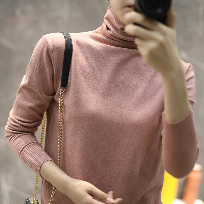 Women's Slim Fit Turtleneck Sweater - Long Sleeve Knit Pullover - photo 4
