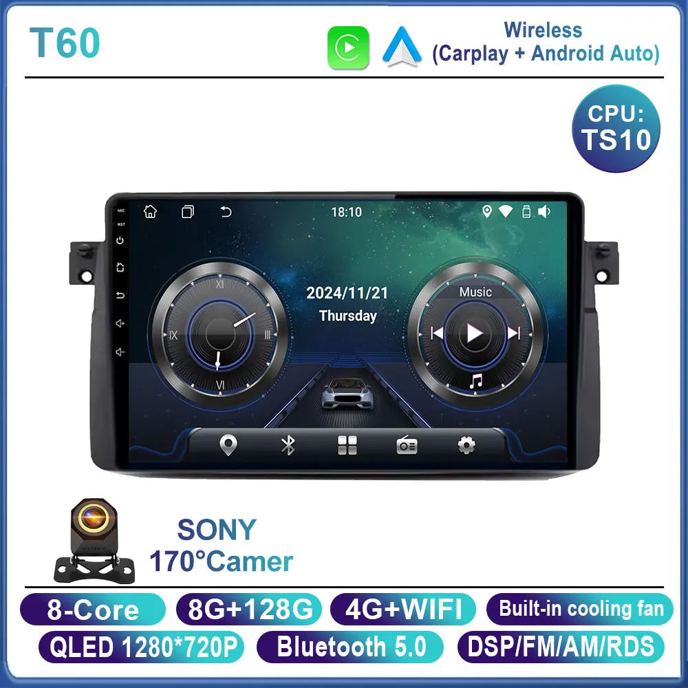 Android 16 Car Radio For BMW E46 M3 X5 1998-2006 Multimedia Video Player GPS 4G Carplay Auto Stereo RDS DSP DVD Head Unit WIFI