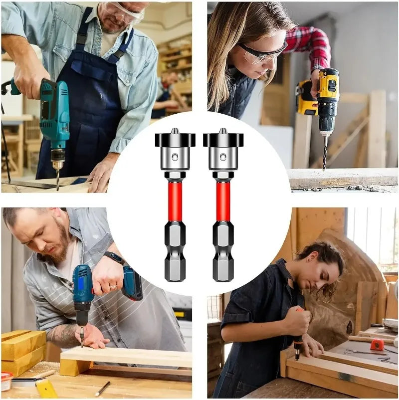 S2 Magnetic Drywall Screwdriver Bits Hex Shank Position Bit Batch Head for Plasterboard Screw Locator PH2 Electric Drilling Tool