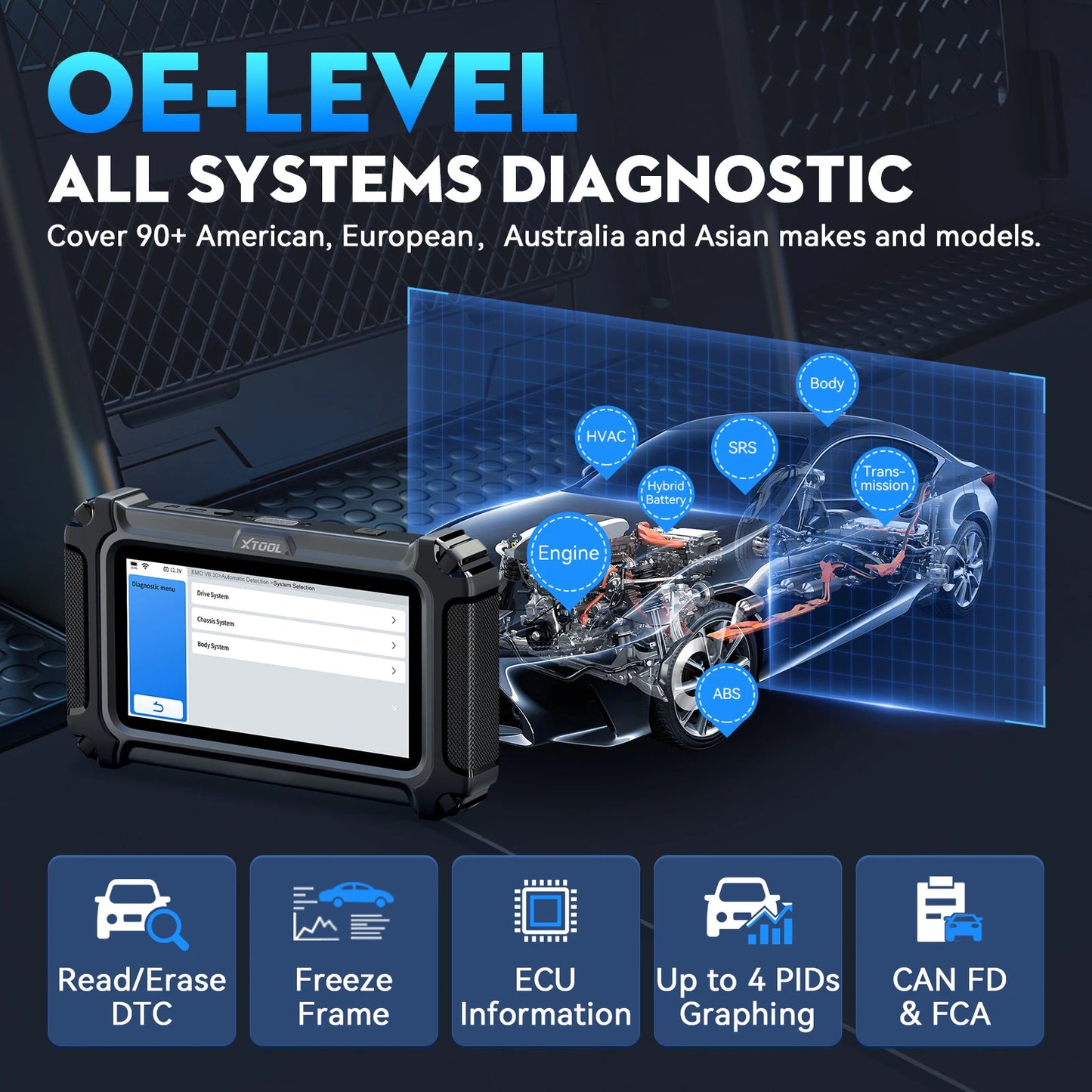 XTOOL D6S Car Diagnostic Tools All System Automotive Scanner For All Car 30+ Services Lifetime Free Update Built-in CANFD FCA