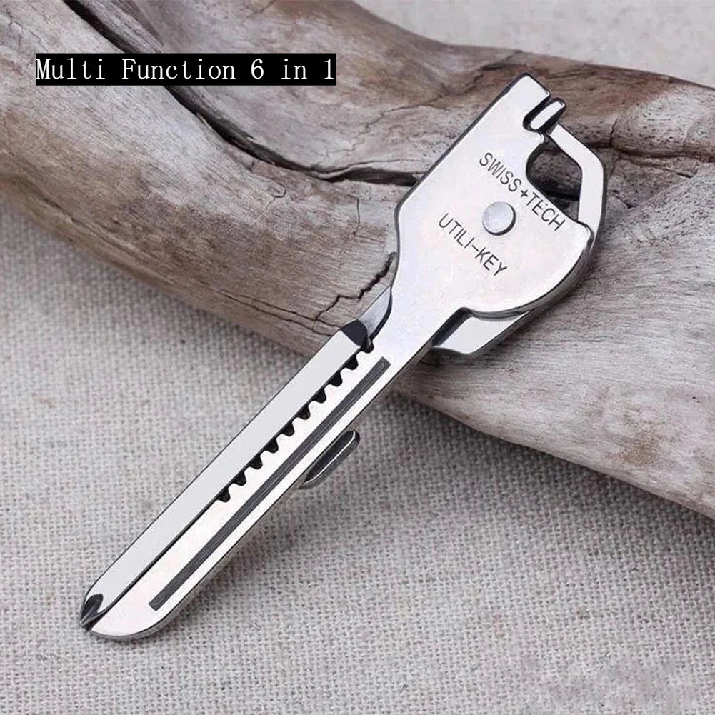 Multi Function Pocket Tool 6 In 1 Keychain Screwdriver Bottle Opener EDC Utility Outdoor Survival Rescue Folding Plier KeyRing
